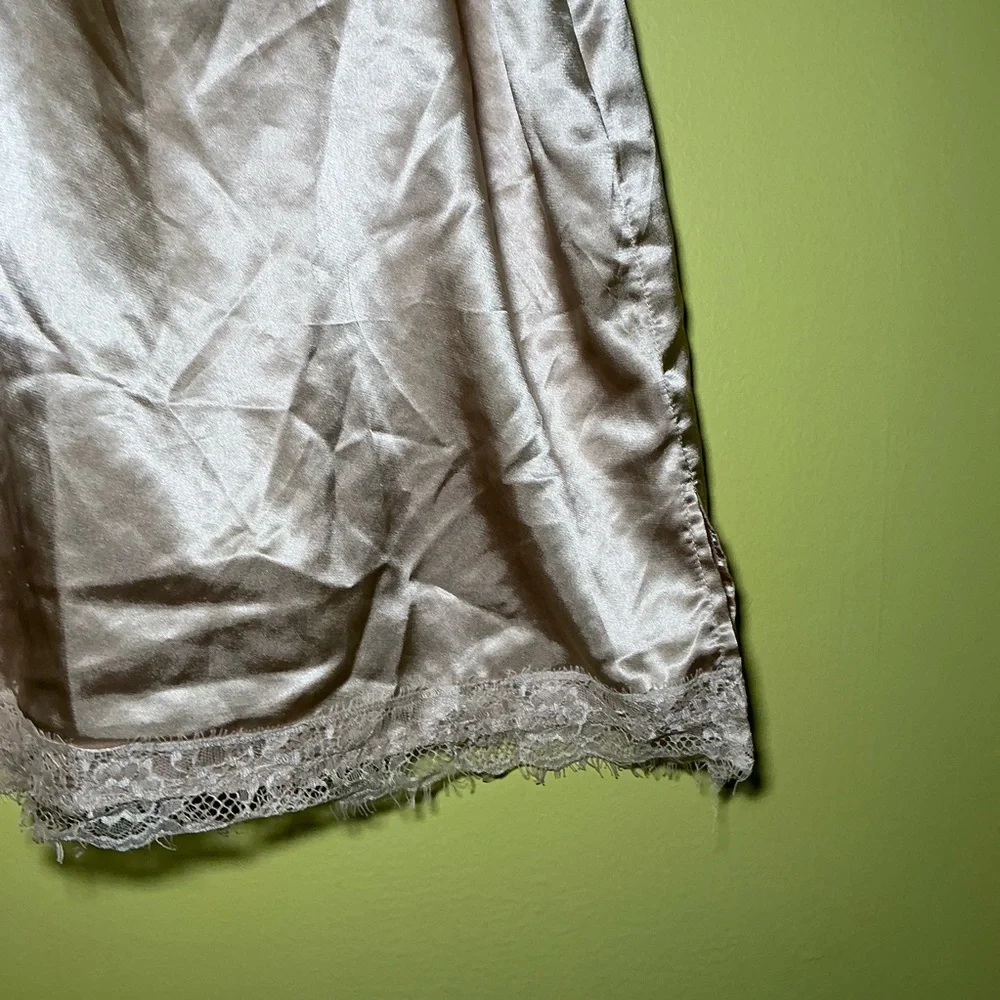 Beige Lace and Satin Nightgown Slip